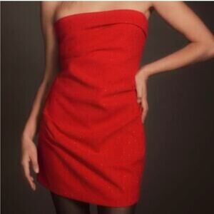 Mini Red Strapless Dress with sequins size extra large from Anthropologie